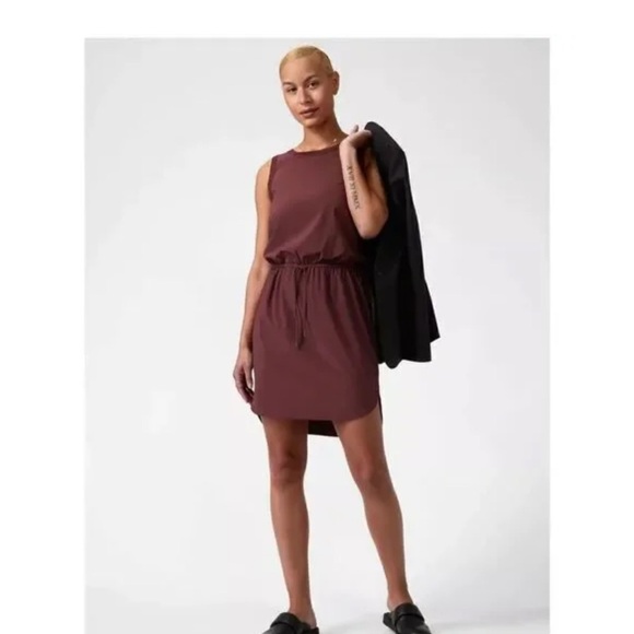 Athleta Rincon Chocolate Featherweight Midi Sleeveless Mini Dress - Picture 1 of 7